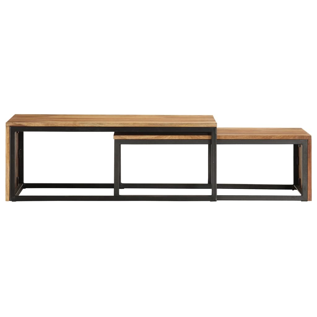 Brown Solid Sheesham Wood Nesting Coffee Table Set of 2 X155