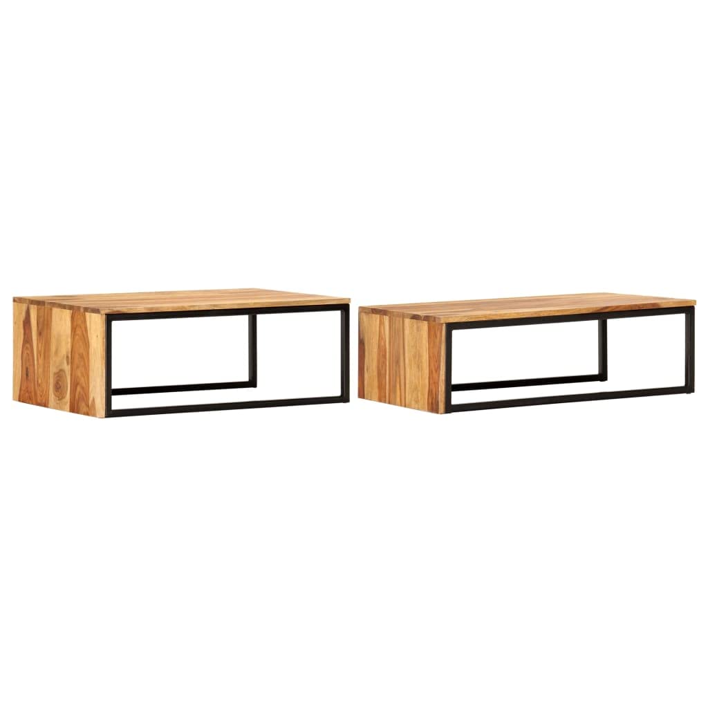 Brown Solid Sheesham Wood Nesting Coffee Table Set of 2 X155