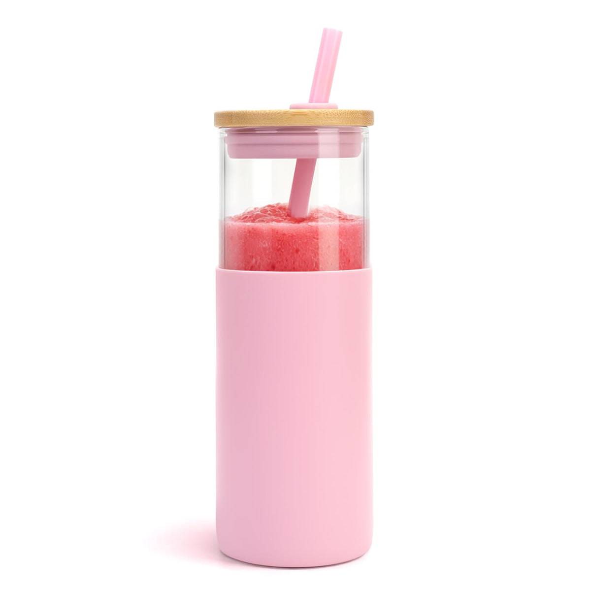 24 oz Glass Tumbler with Lids and Straw T13647