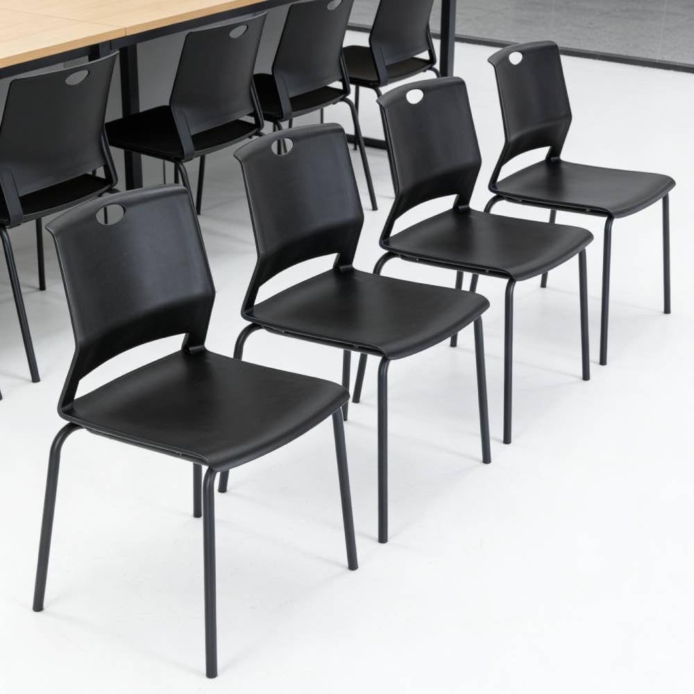 Black Stackable Plastic Chairs Set of 4 Q4235