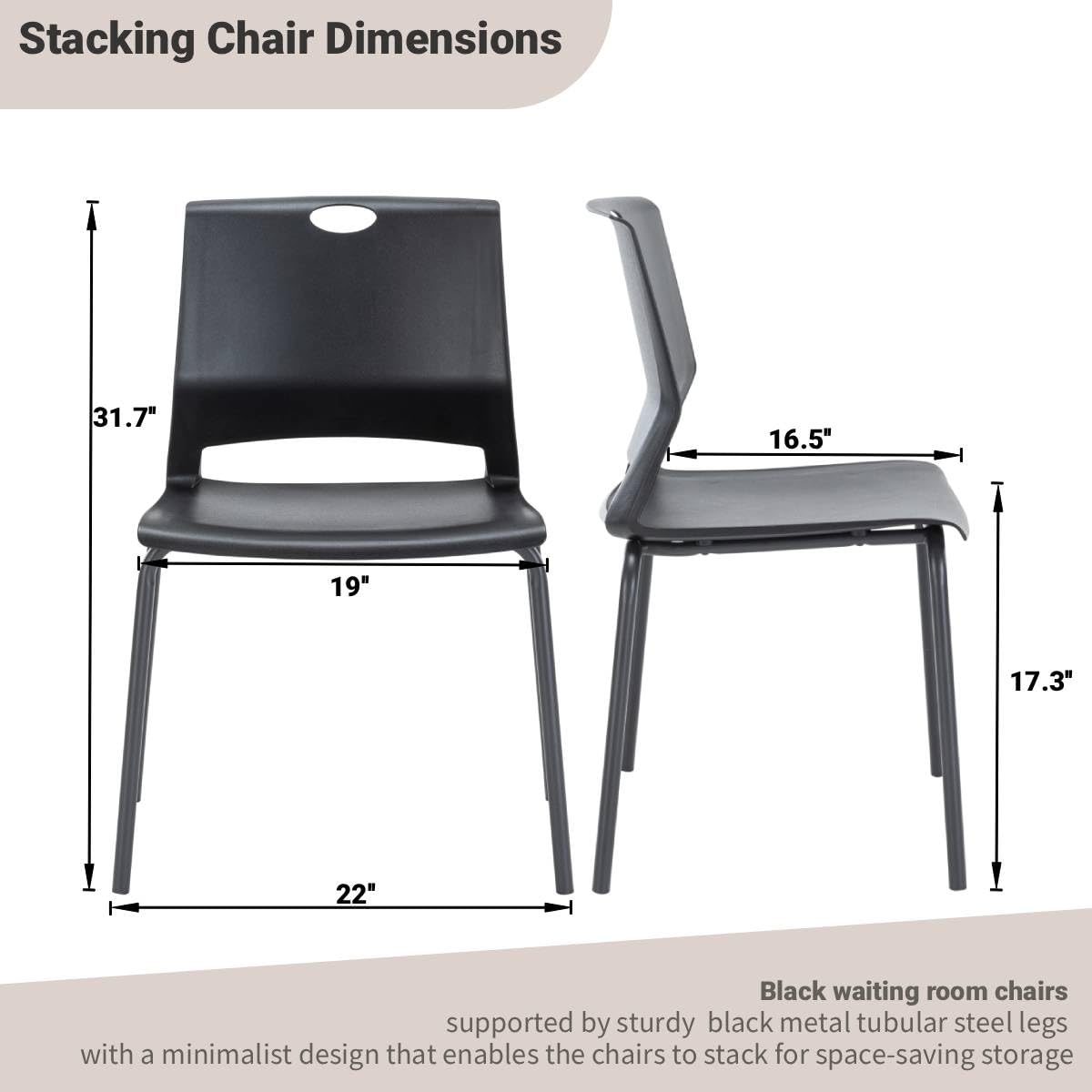 Black Stackable Plastic Chairs Set of 4 Q4235