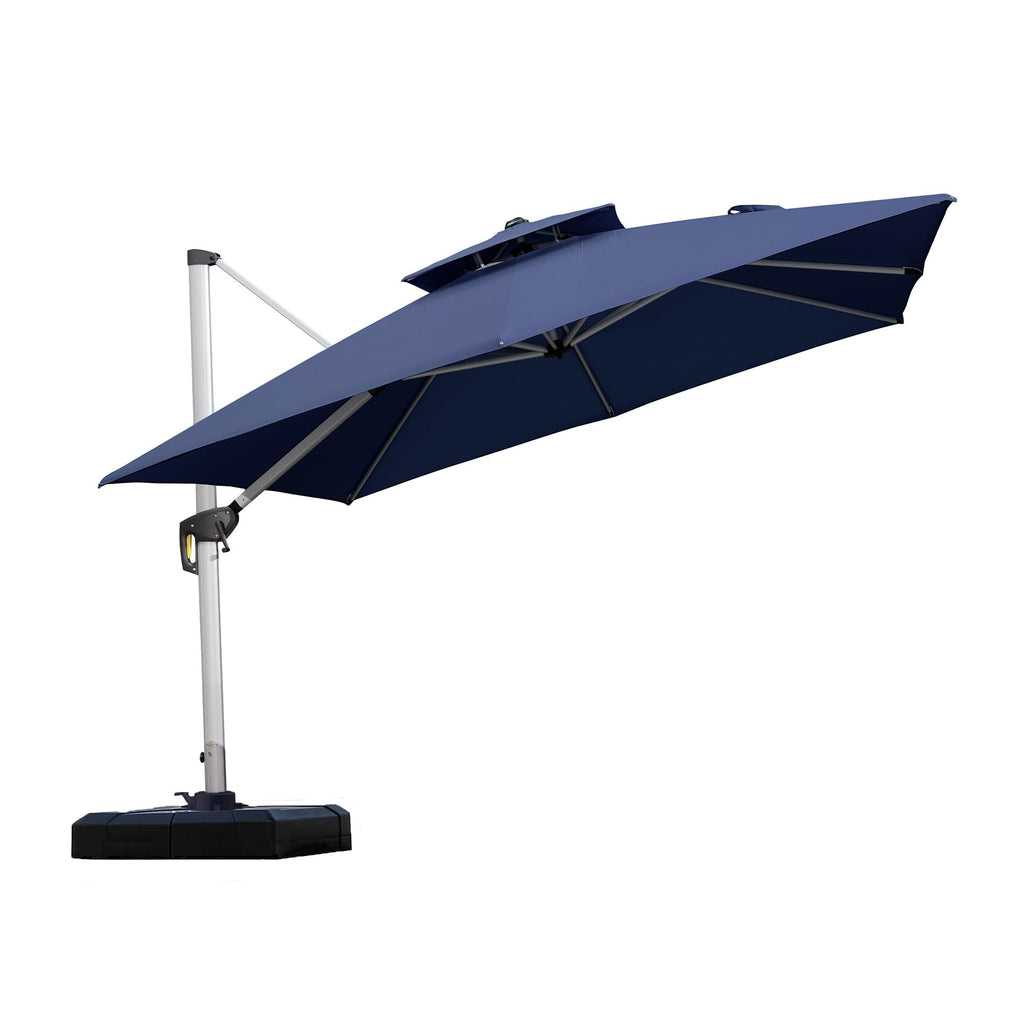 10'x 10' Square Double Top Navy Blue Cantilever Patio Umbrella A9337