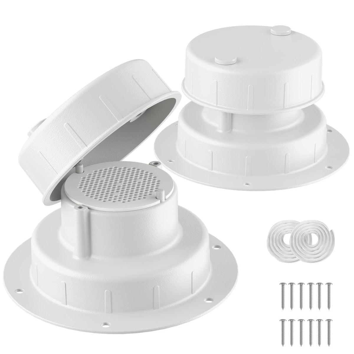Aluminum RV Plumbing Vent Cap, Camper Roof Sewer Cap White 2 Packs G910