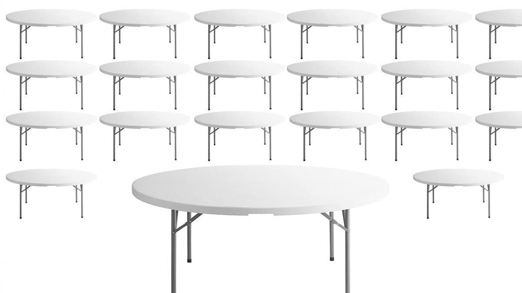 White 6 Ft Round Plastic Folding Table F3297