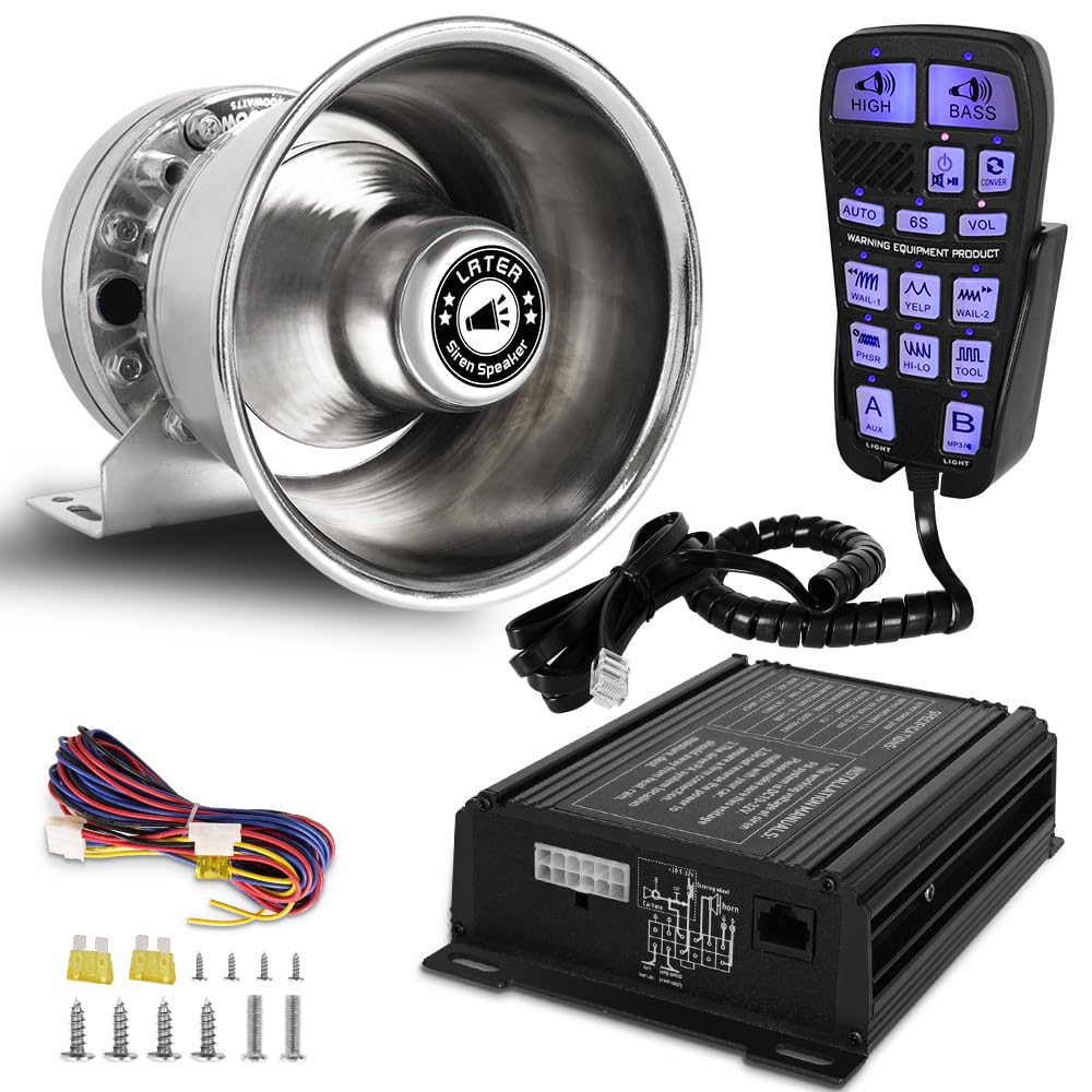 250W Multi-Tones Slim PA Siren Speaker with Handheld Controller & Mic F677192