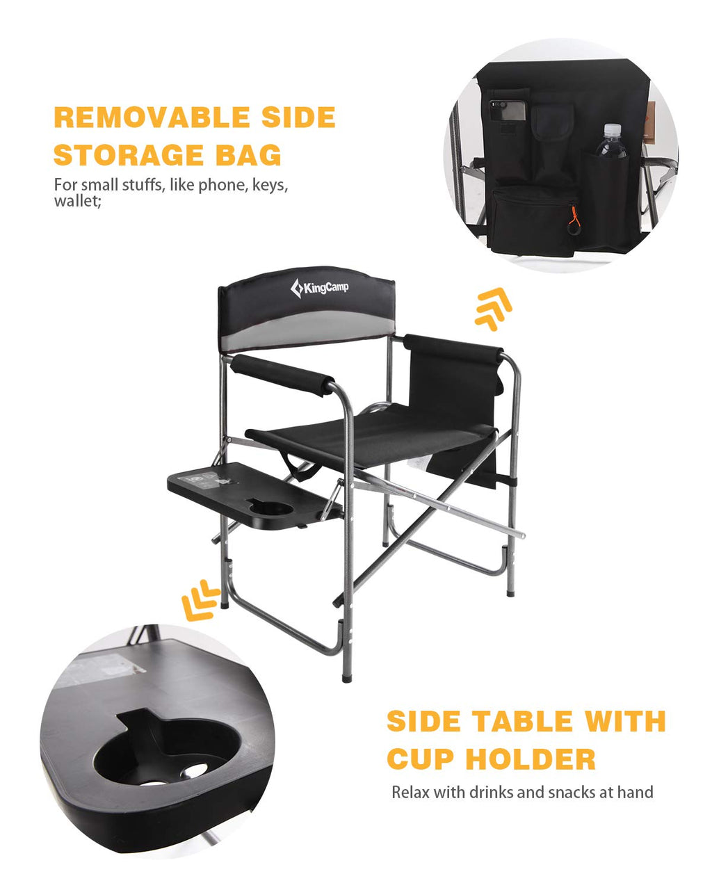 Heavy Duty Padded Folding Camping Chair with Side Table S56416