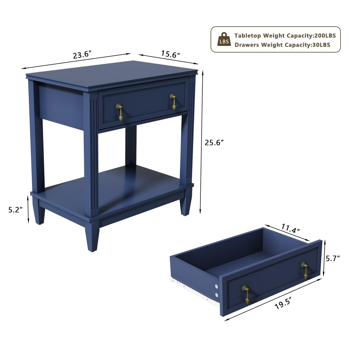 24 Inch Nightstand with Drawer and Open Shelf R4358