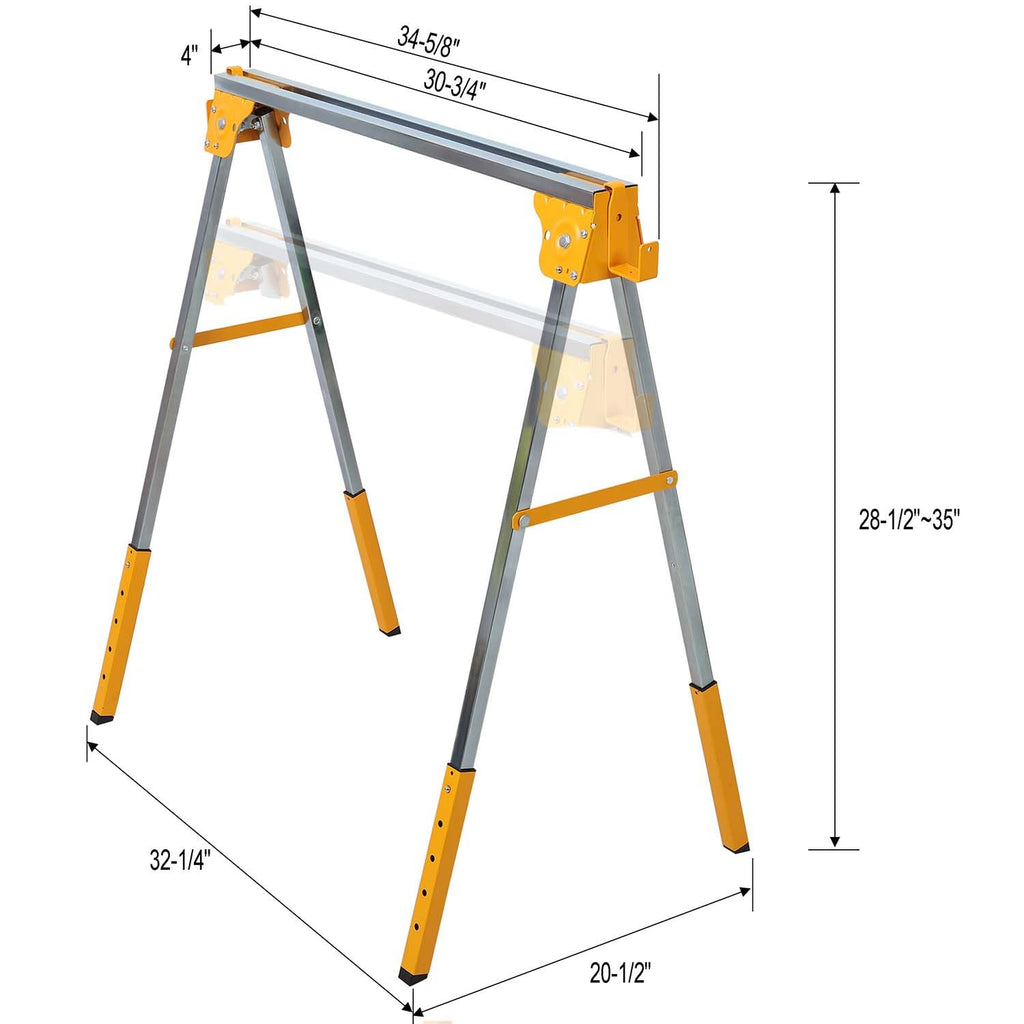 Adjustable Folding Steel Sawhorse 2 Pack T5981