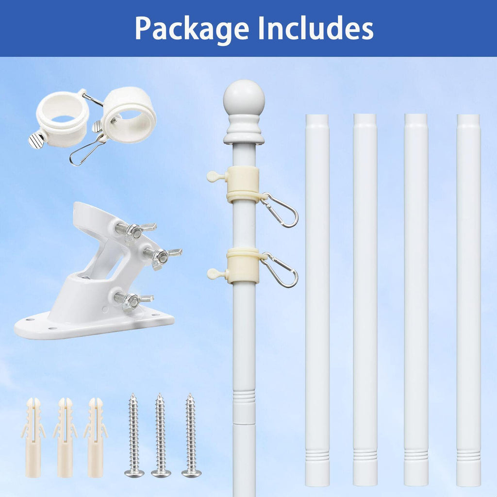 White 5-6ft Tangle Free Metal Flag Pole Kit P962554