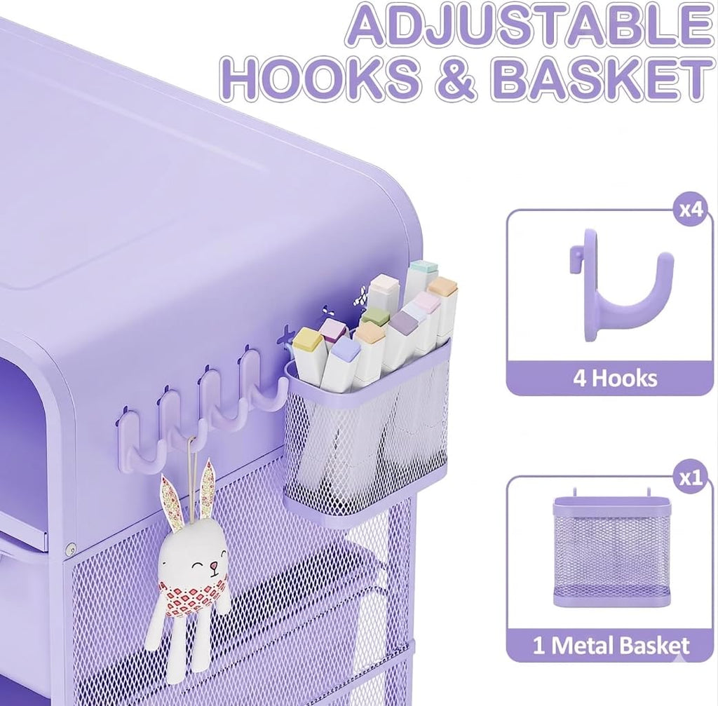 Kids Nightstand, Girls Bedside Table, Night Side Table, Purple S1088