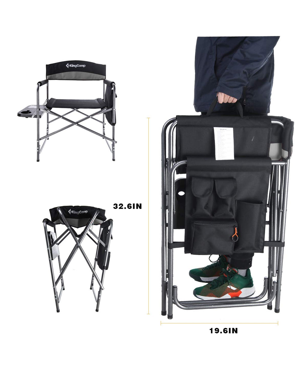 Heavy Duty Padded Folding Camping Chair with Side Table S56416