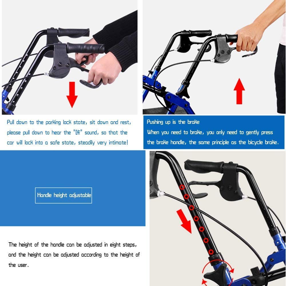 Heavy Duty Folding Aluminum Rollator Walker with Seat and Wheels N254192