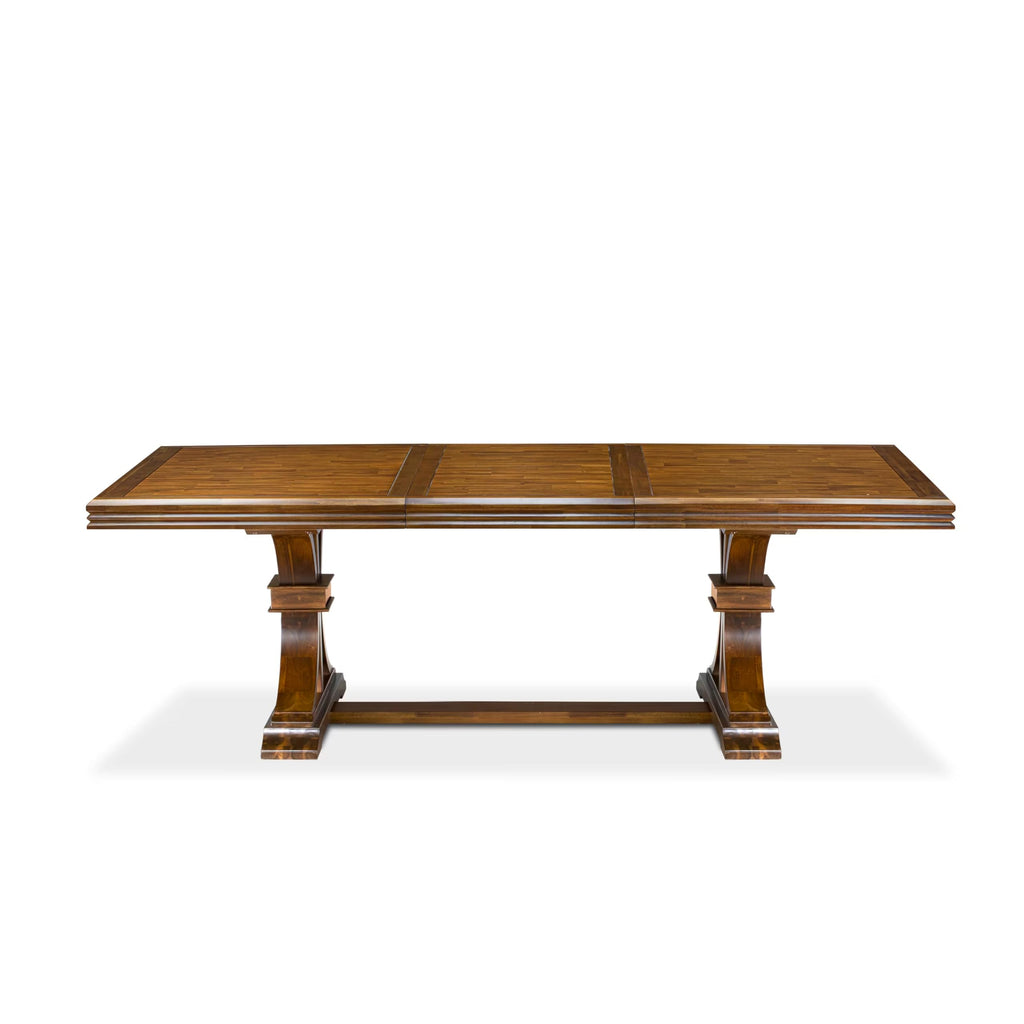 9 Piece Dining Table Set with 8 Beige Polyester Chairs C847951