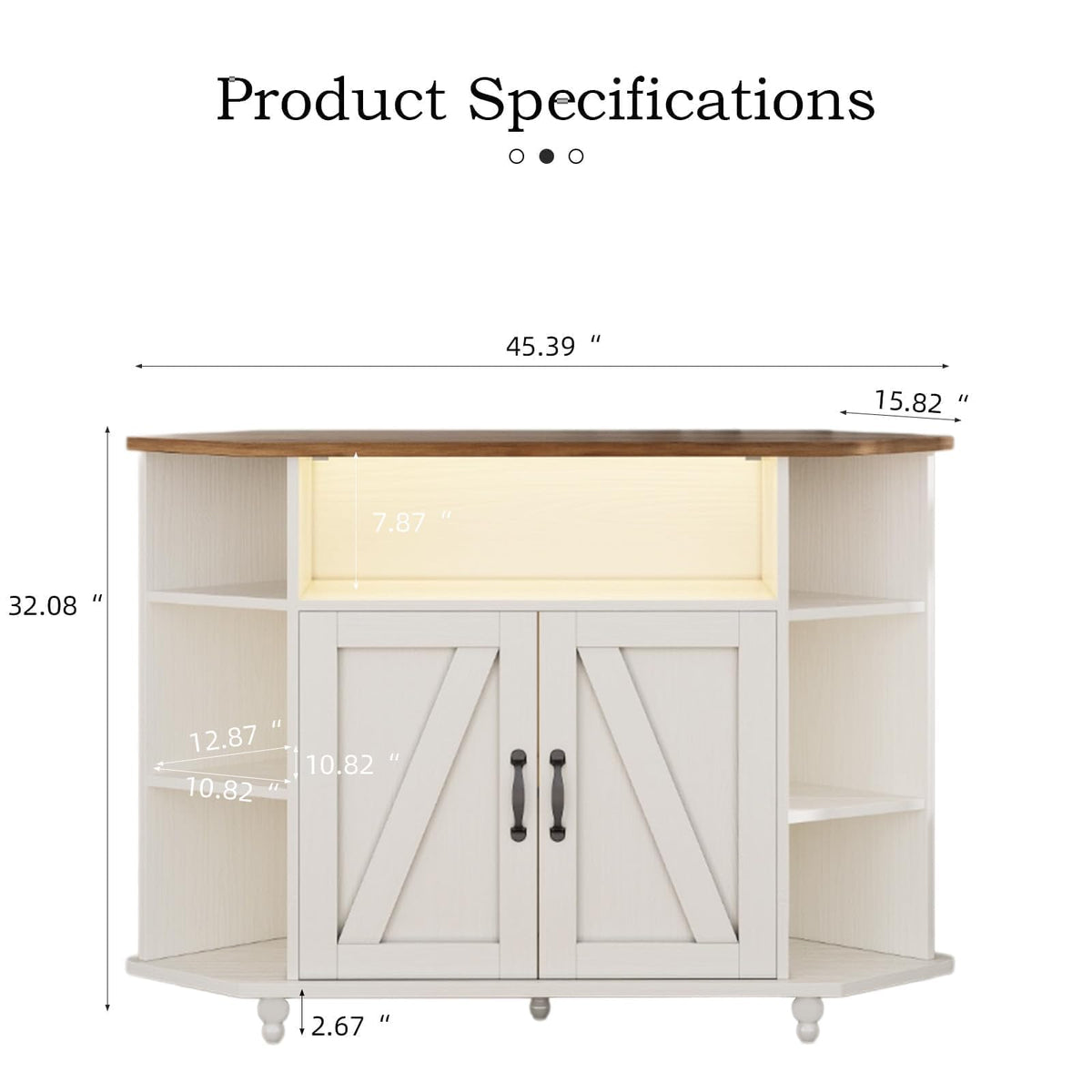 White Corner TV Stand with Storage S58050