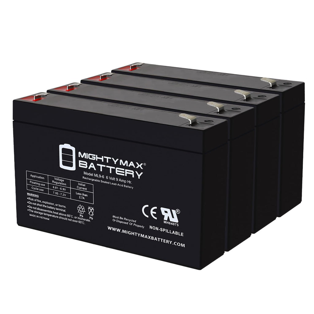 6V 9Ah AGM F2 Terminal Battery 4 Pack H725