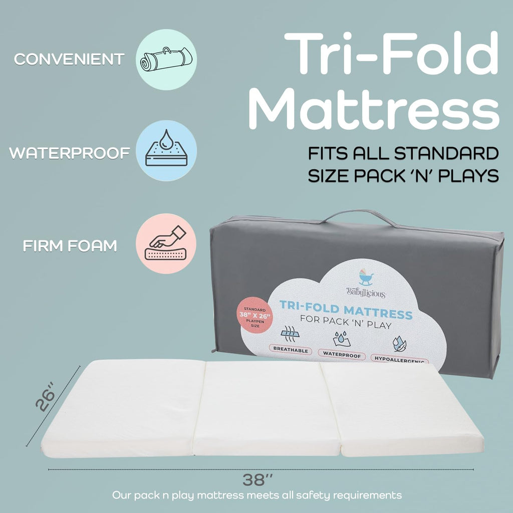 Pack and Play Mattress Topper 38" x 26" Trifold Foam V240863