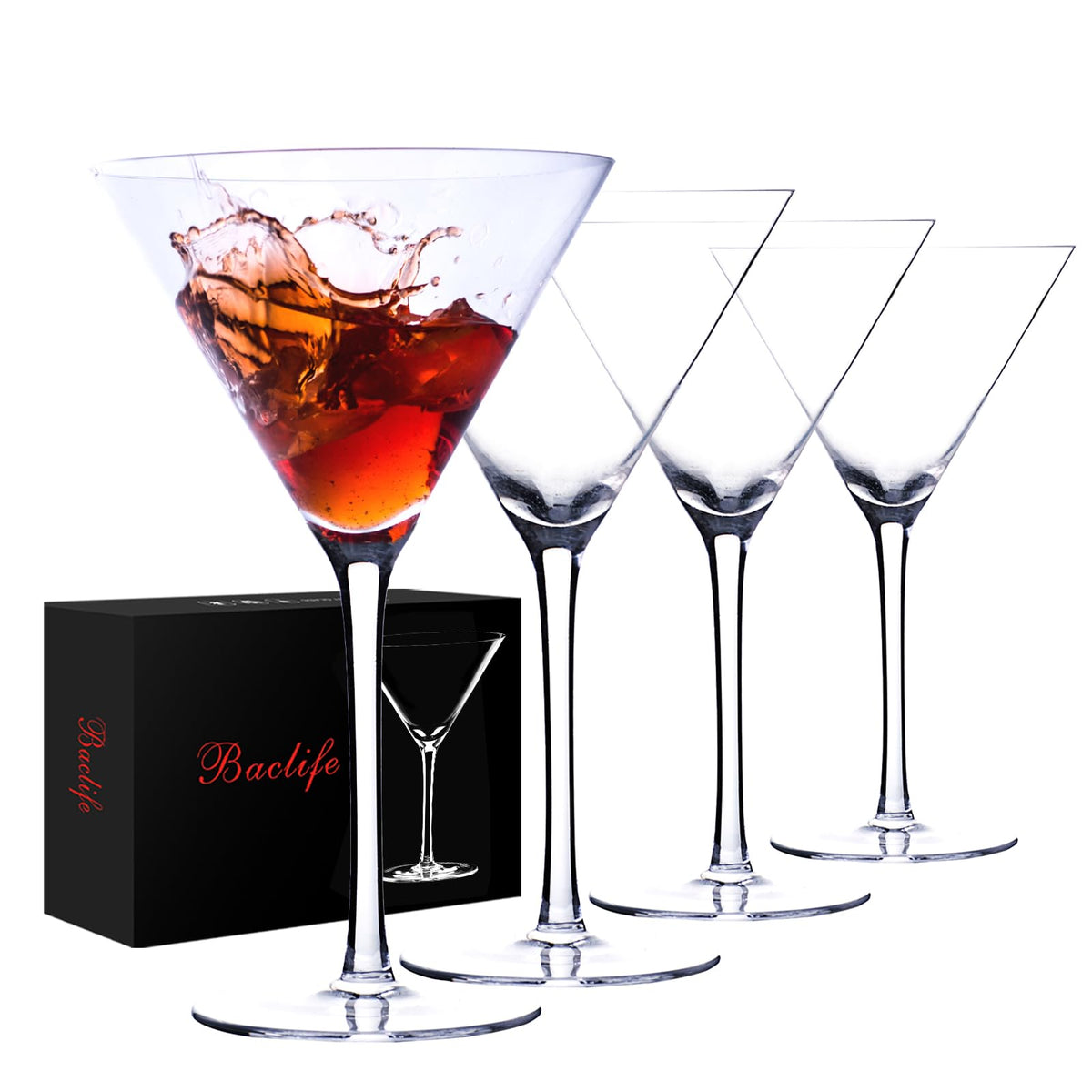 Martini Glasses Set of 4 Hand Blown 9.5oz I9123