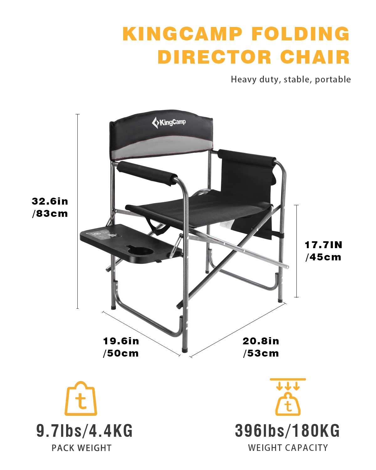 Heavy Duty Padded Folding Camping Chair with Side Table S56416