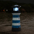 Solar Lighthouse Rotating Beacon Led Yard Statue G1760