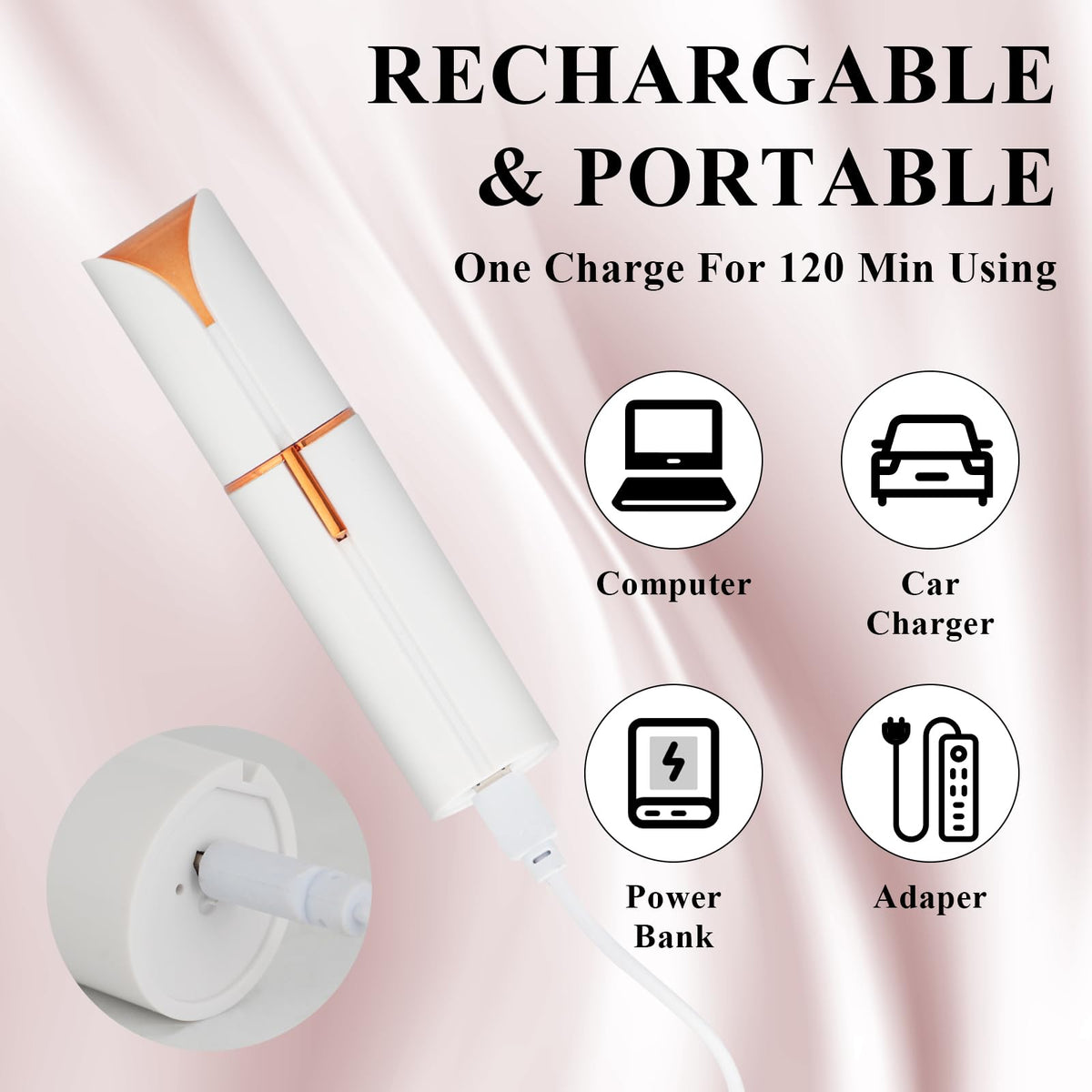 Electric Painless Facial Hair Removal Device with 2 Replacement Heads X86341