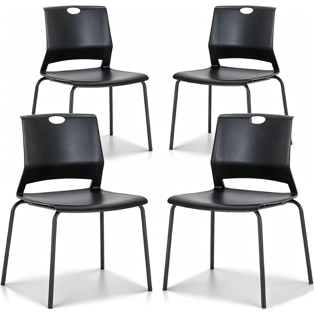 Black Stackable Plastic Chairs Set of 4 Q4235