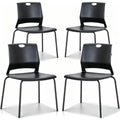 Black Stackable Plastic Chairs Set of 4 Q4235