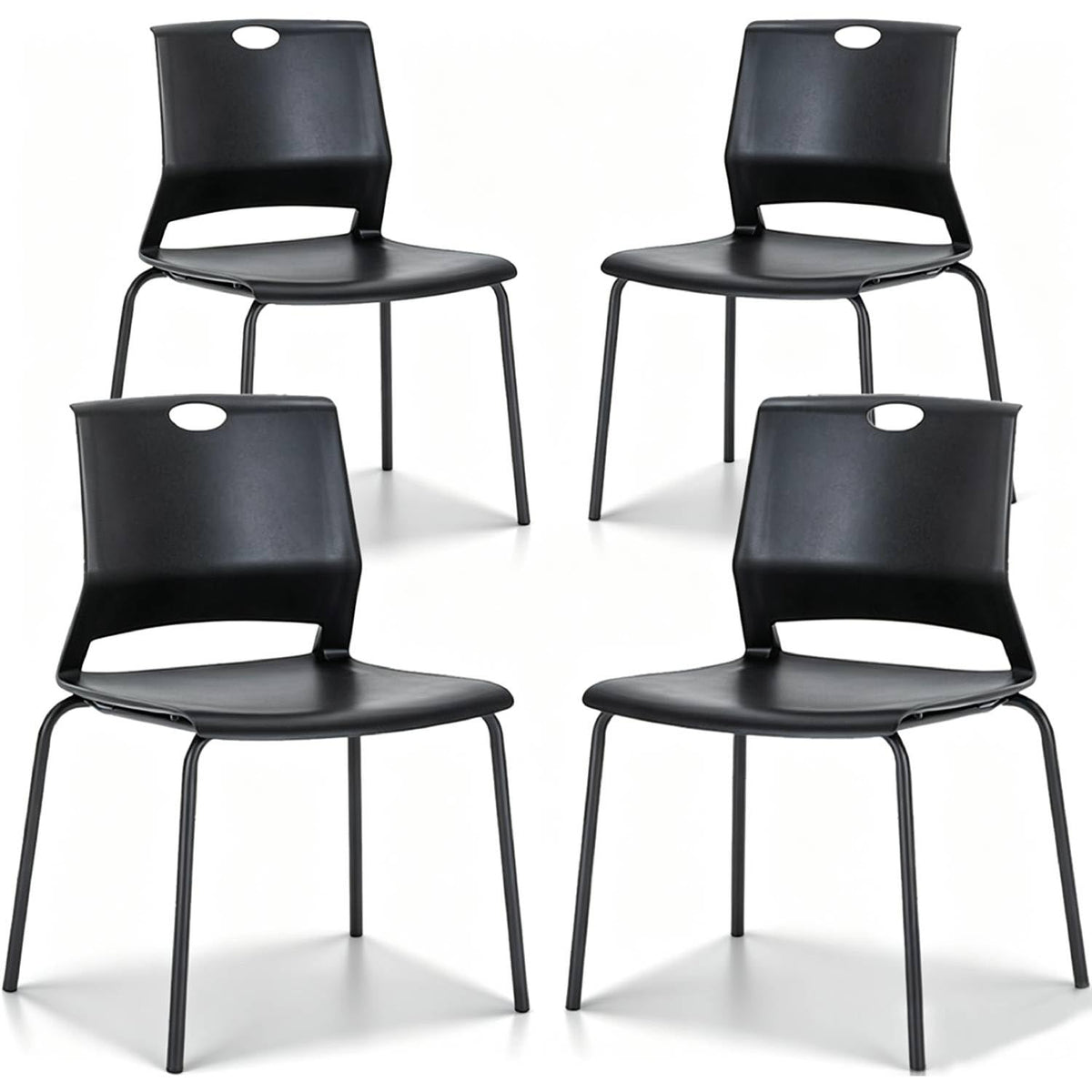 Black Stackable Plastic Chairs Set of 4 Q4235