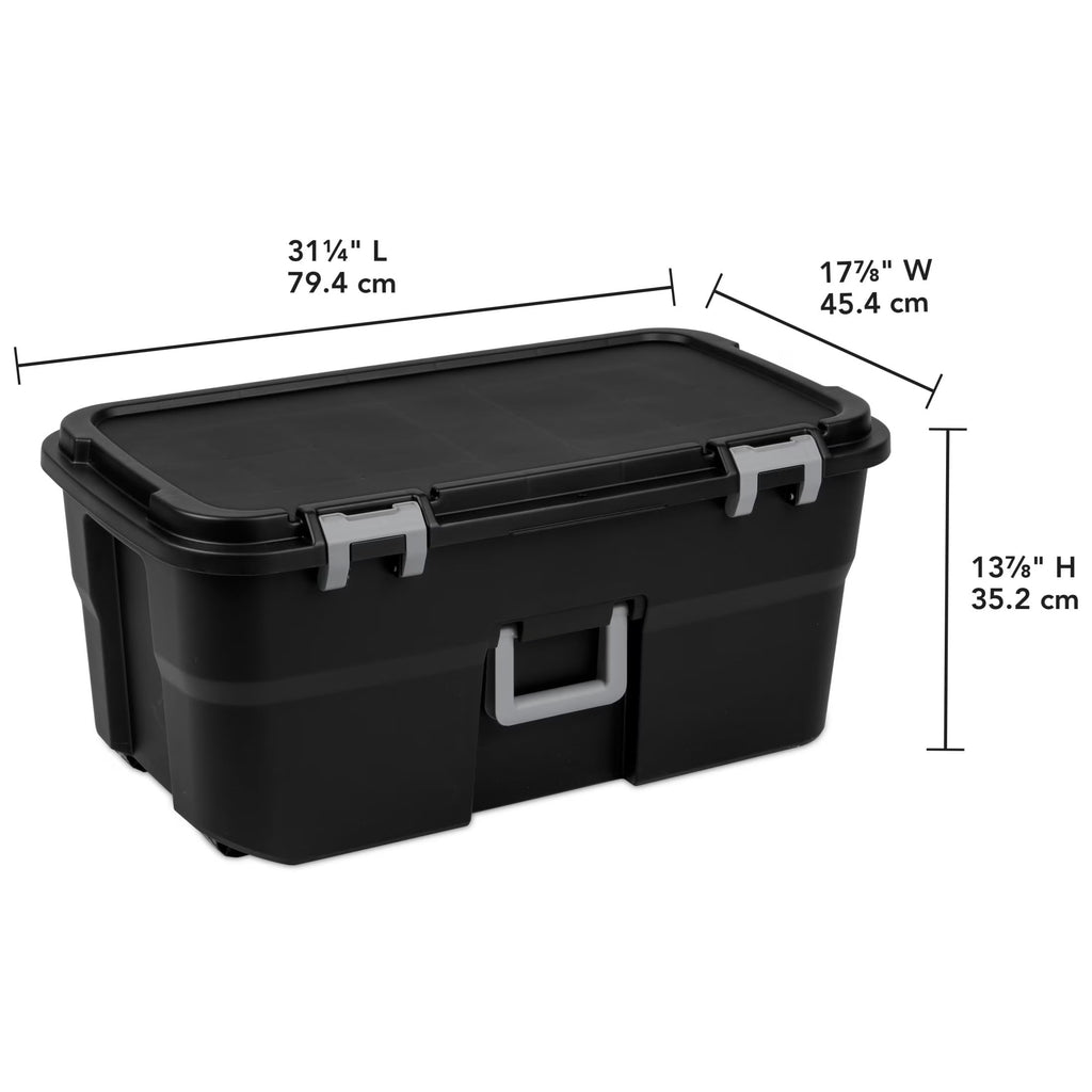 Black 22 Gal Lockable Storage Chest with Wheels W333940