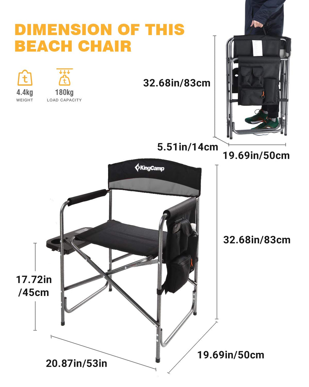 Heavy Duty Padded Folding Camping Chair with Side Table S56416