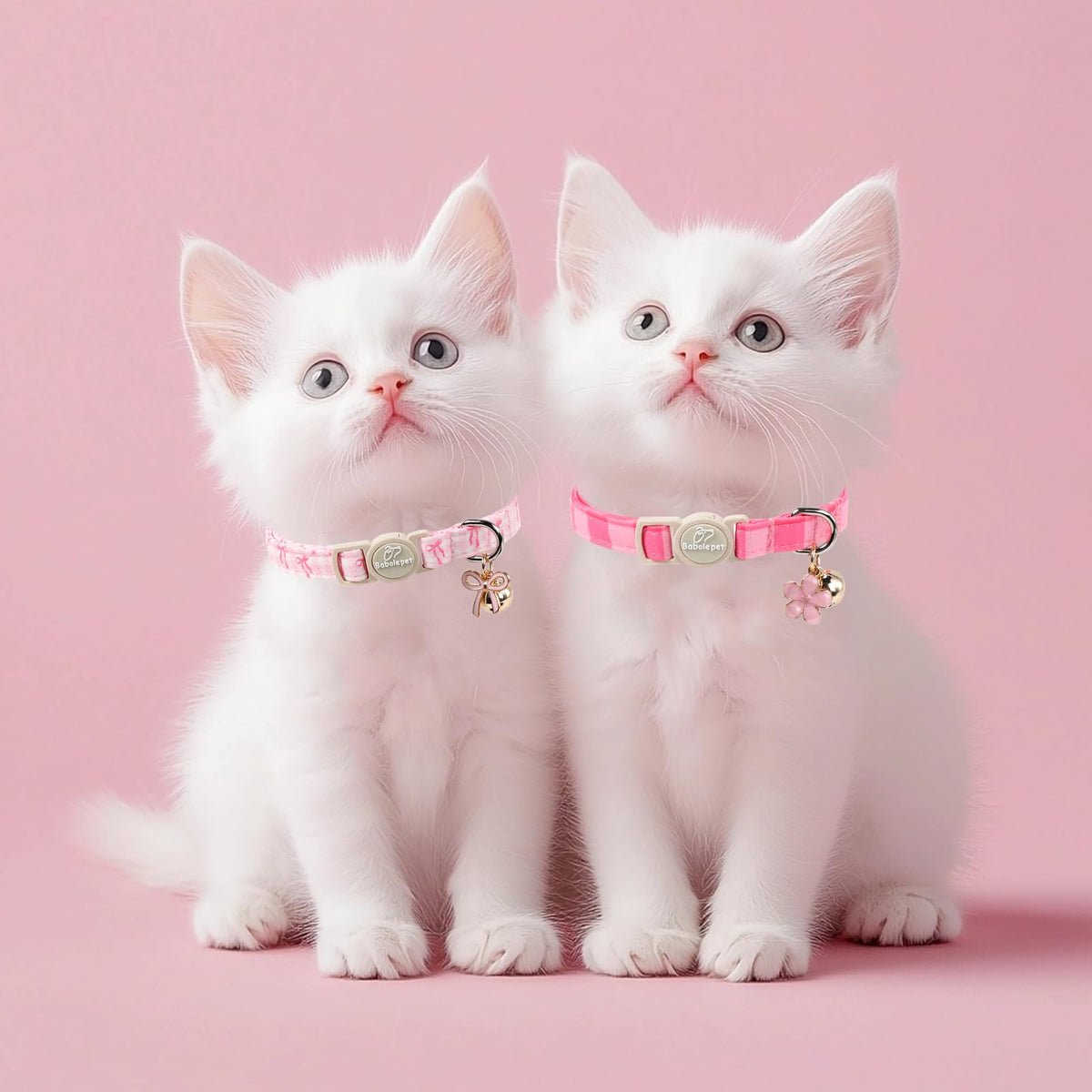 Pink Breakaway Cat Collar with Bell, Bow and Flower Pendant K191174