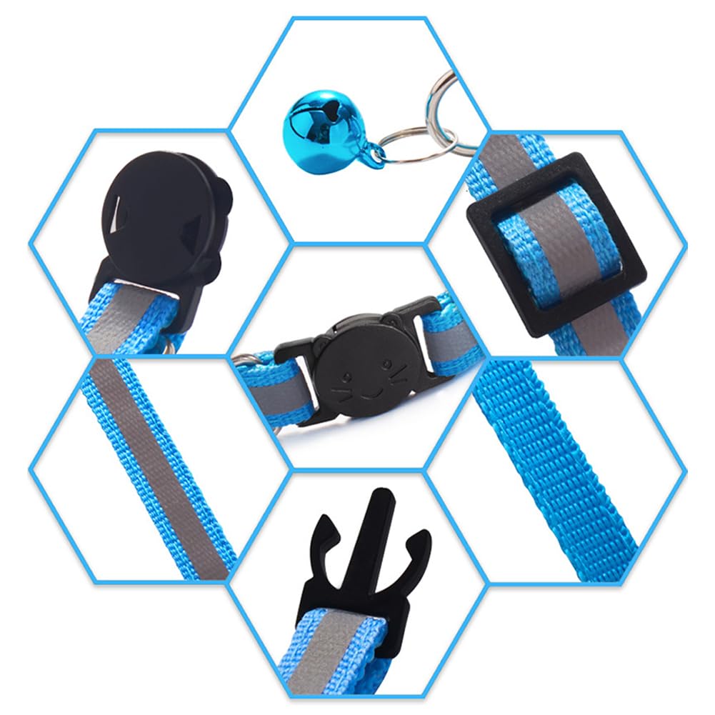 6 Pack Reflective Nylon Cat Collar with Bell S937485