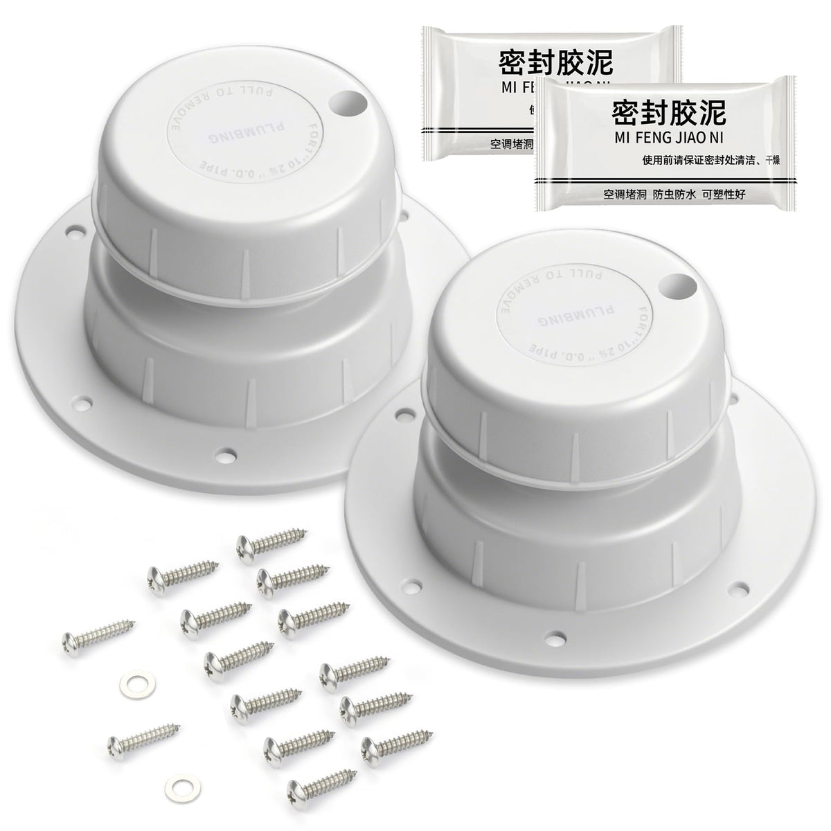 RV Plumbing Vent Cap Fits 1 to 2 3/8 Inch Pipe White 2 Pack C930