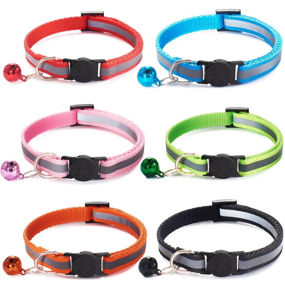 6 Pack Reflective Nylon Cat Collar with Bell S937485