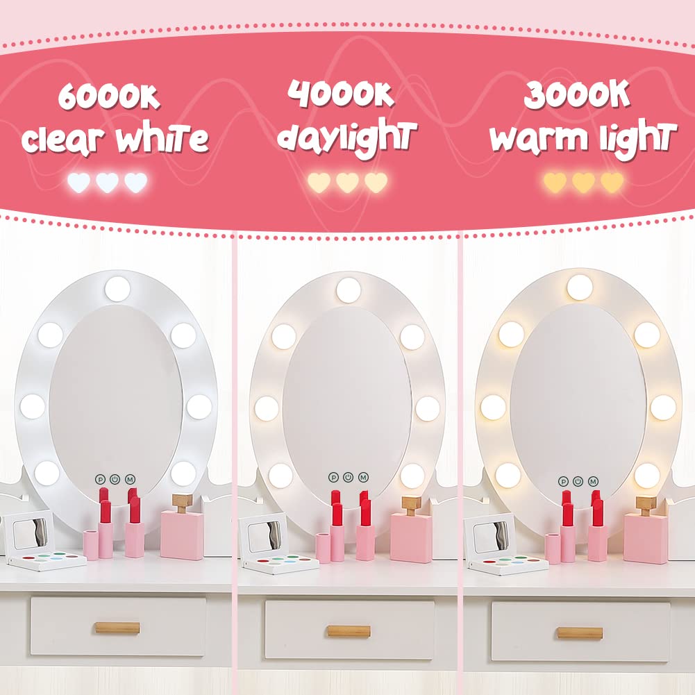 Vanity Table Set with Lighted Mirror and Stool D8307