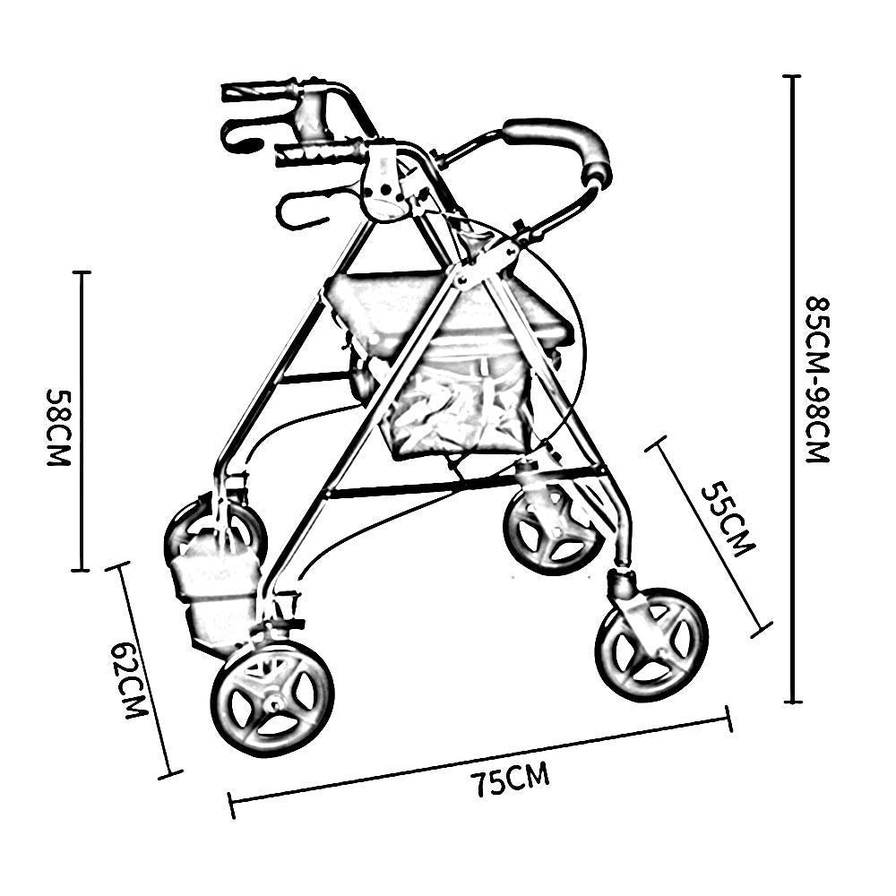 Heavy Duty Folding Aluminum Rollator Walker with Seat and Wheels N254192