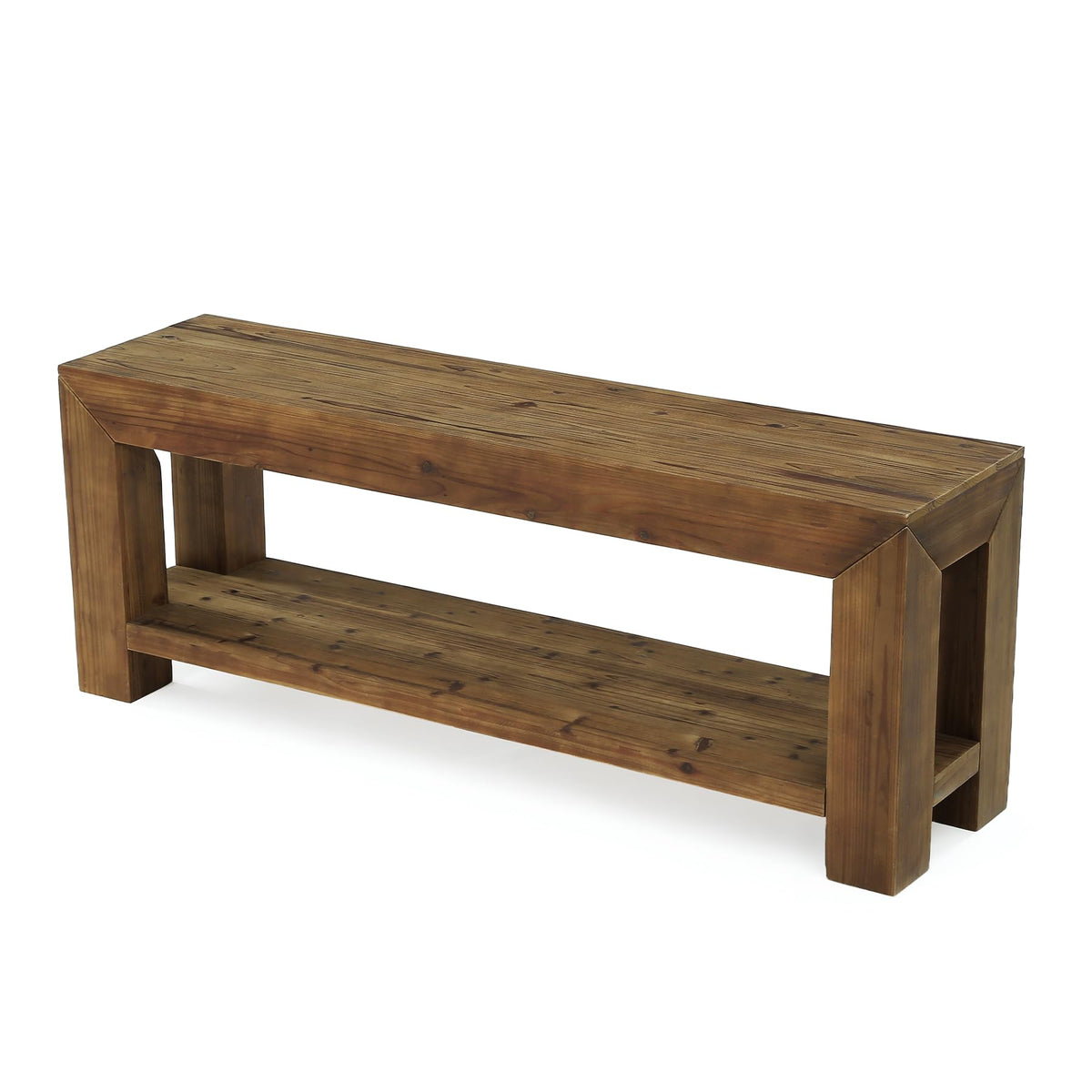 Solid Wood 63" TV Stand with Open Storage Shelves U306157