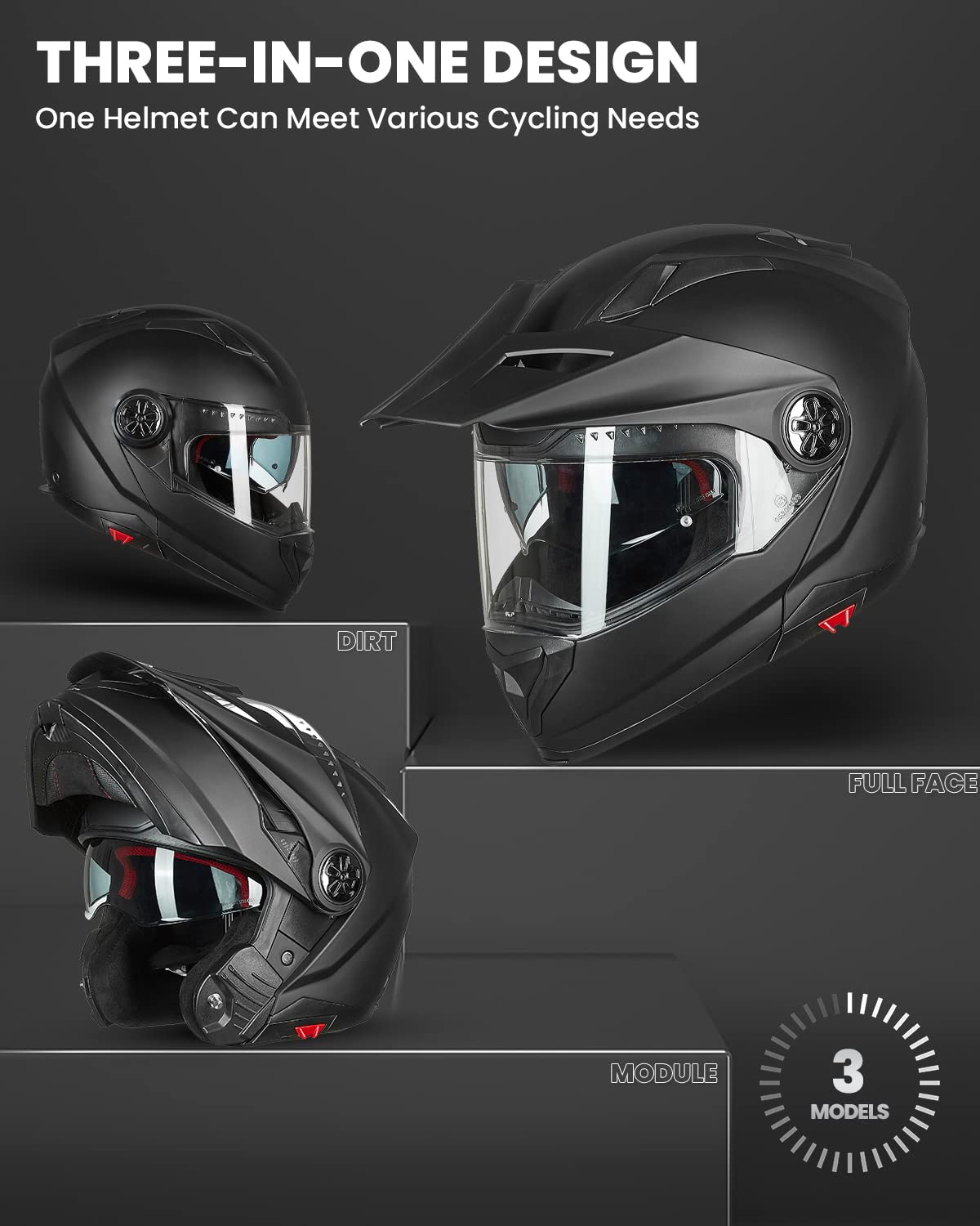 Full Face Modular ATV Helmet with Anti Fog Visor C909