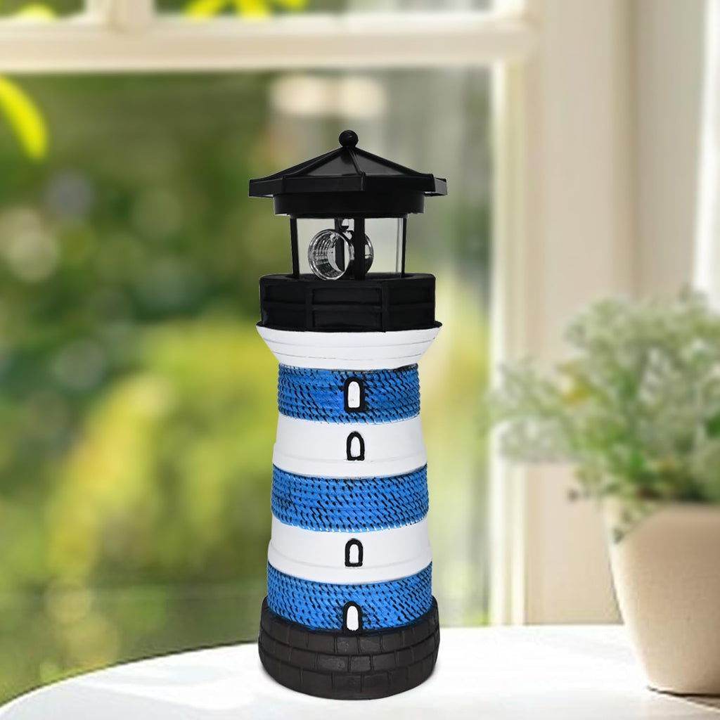 Solar Lighthouse Rotating Beacon Led Yard Statue G1760