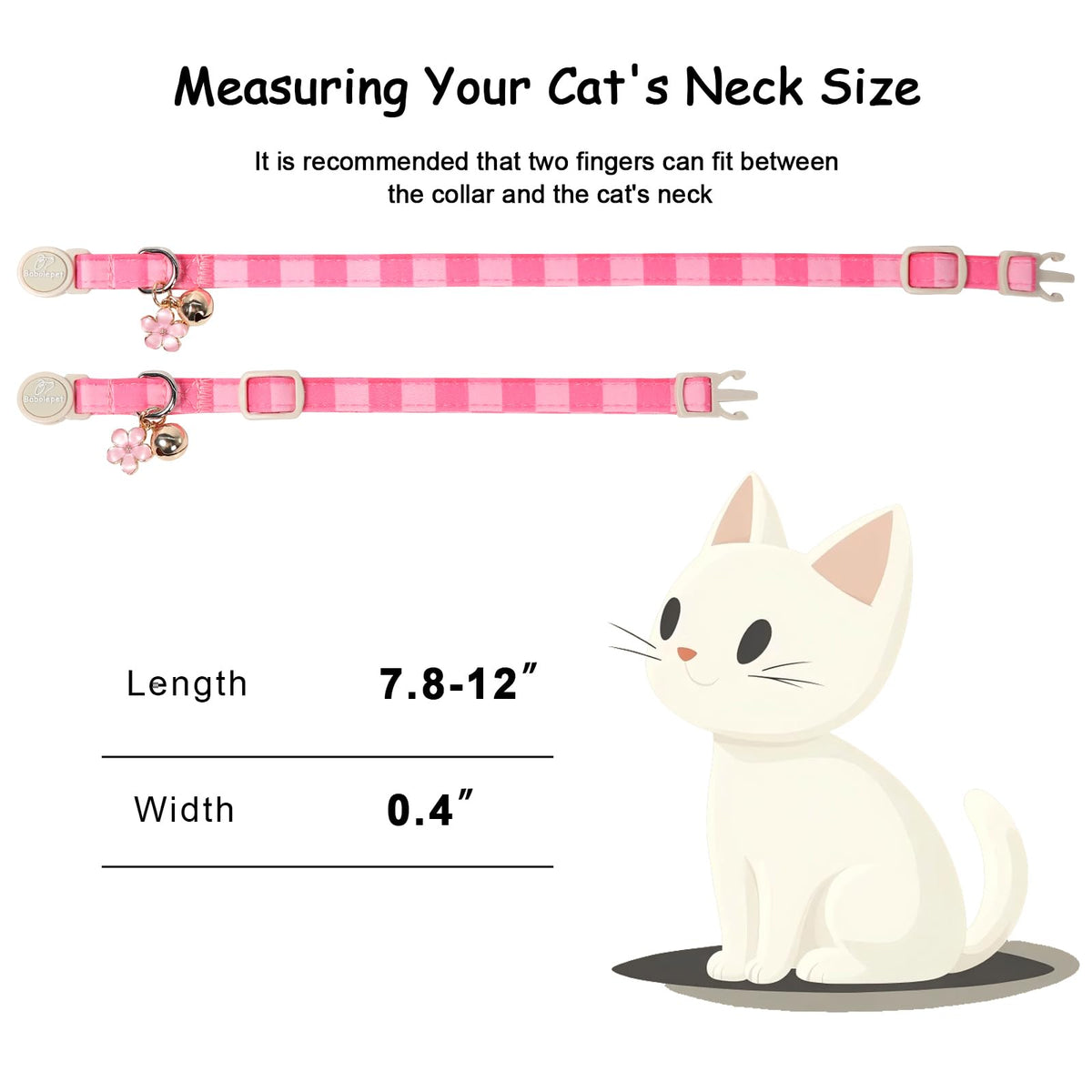 Pink Breakaway Cat Collar with Bell, Bow and Flower Pendant K191174