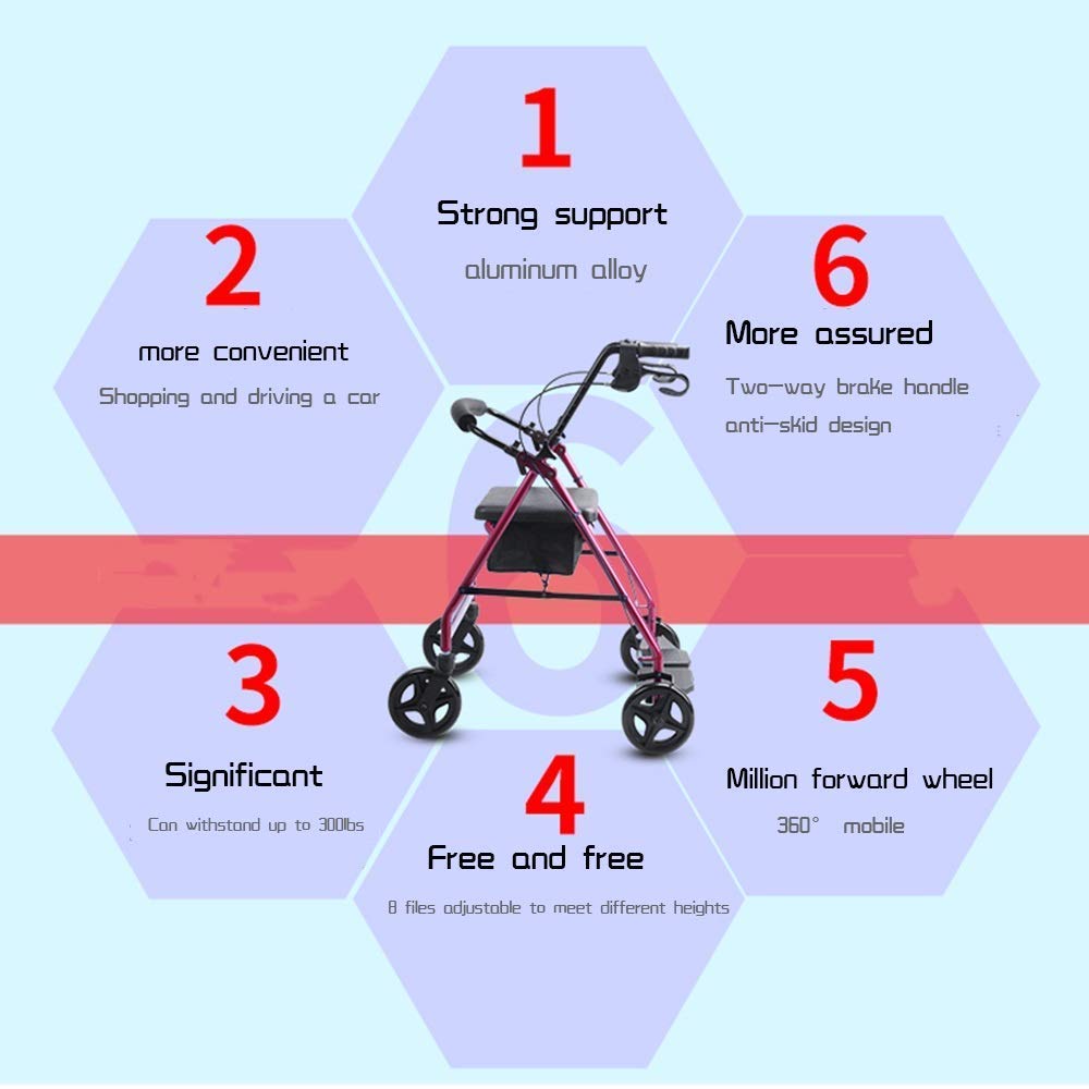 Heavy Duty Folding Aluminum Rollator Walker with Seat and Wheels N254192