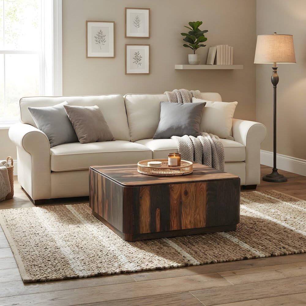 Sheesham Wood Square Coffee Table Q18096