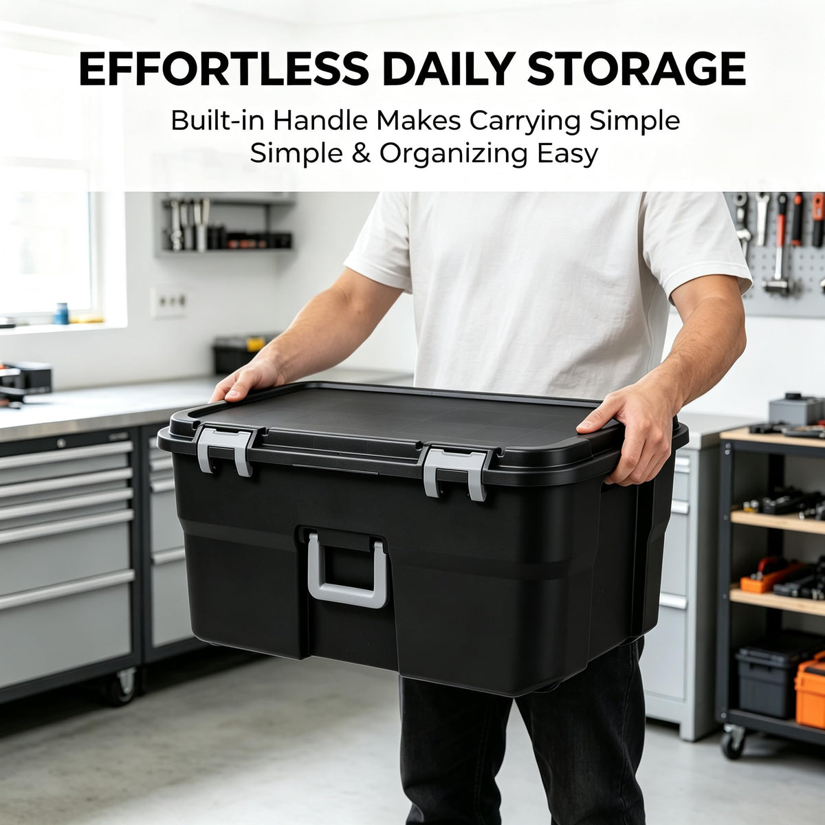 Black 22 Gal Lockable Storage Chest with Wheels W333940