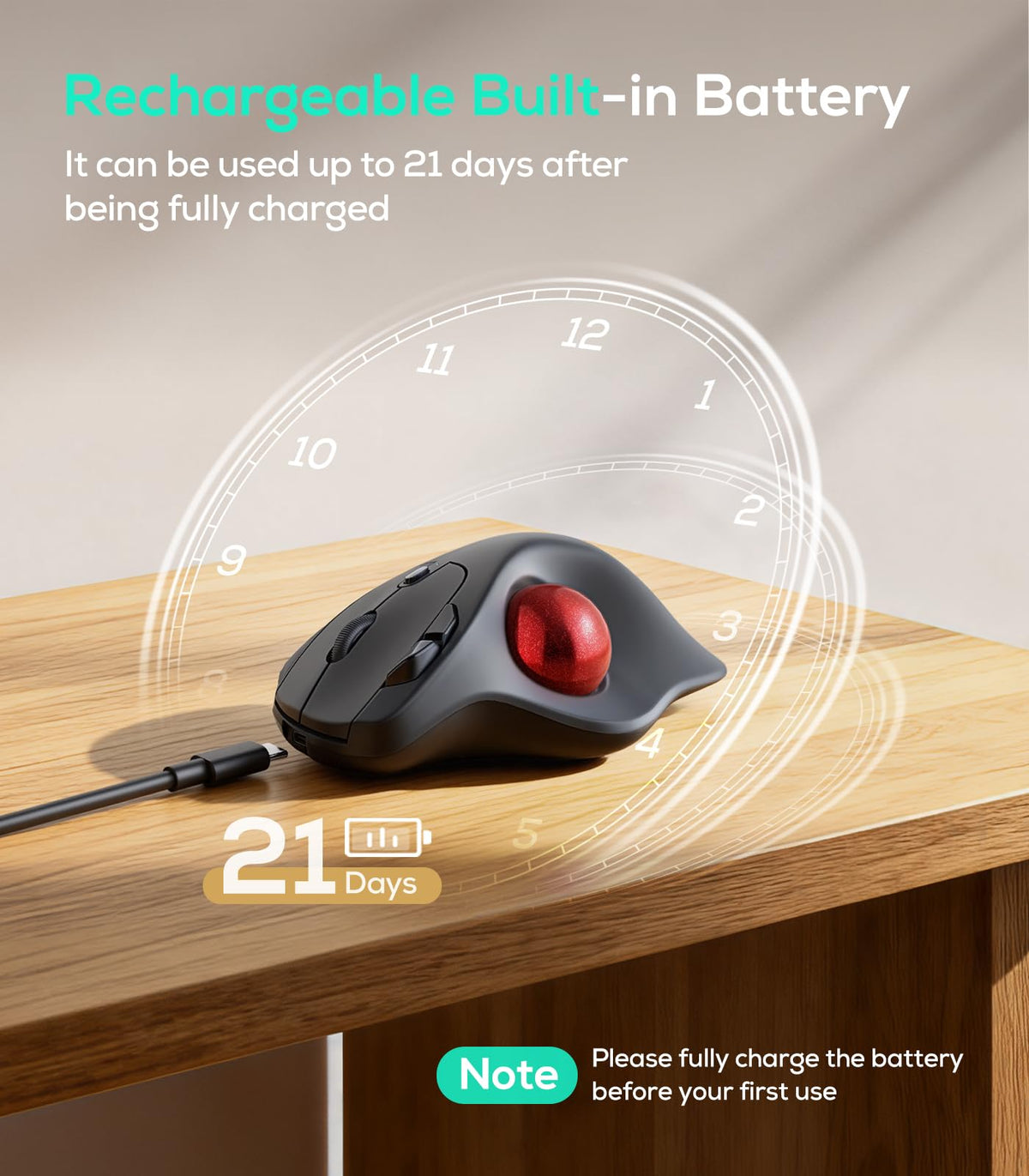 Wireless Ergonomic Trackball Mouse P1412