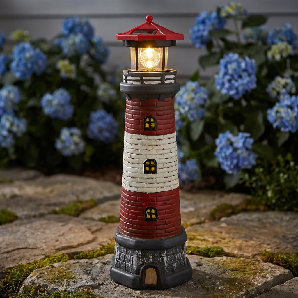 15" Solar Lighthouse Garden Statue E918