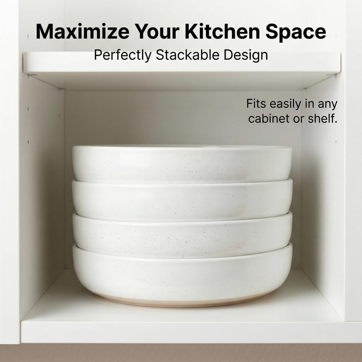 White Ceramic Pasta Bowls Set of 4 I632