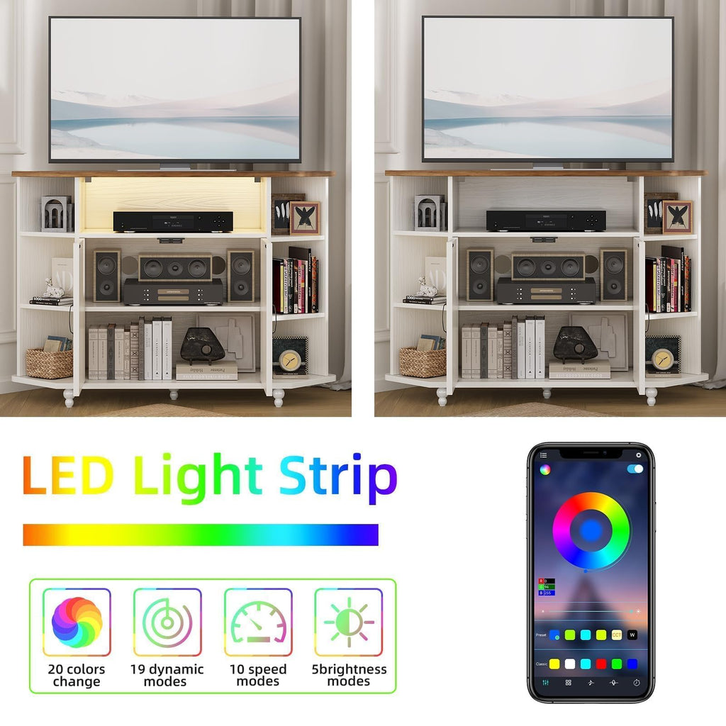 White Corner TV Stand with Storage S58050
