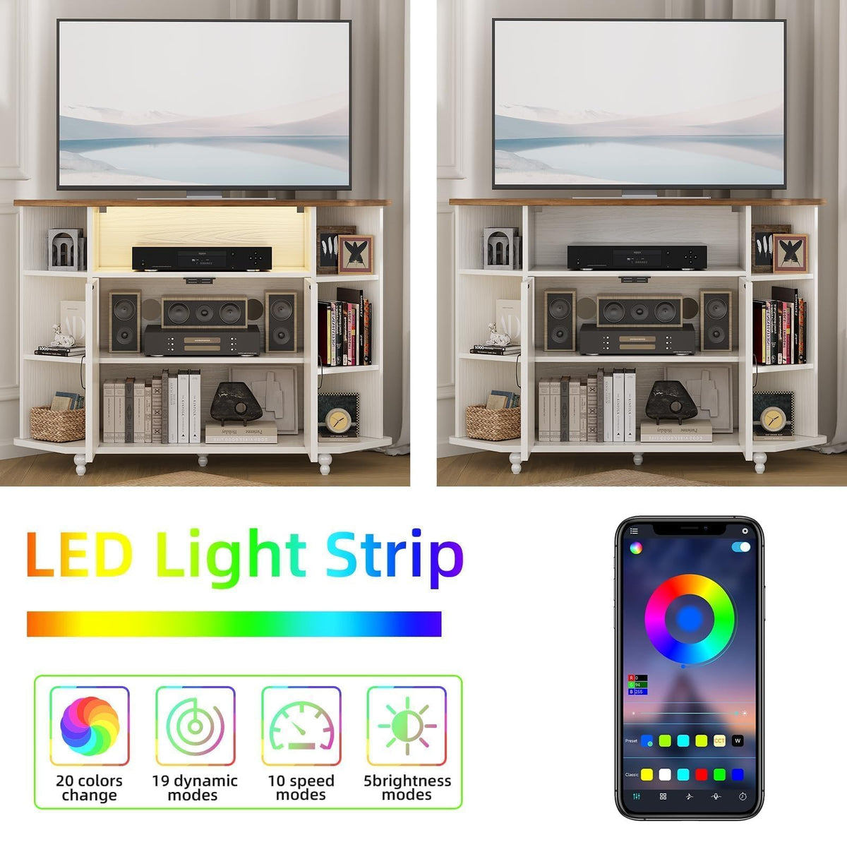 White Corner TV Stand with Storage S58050