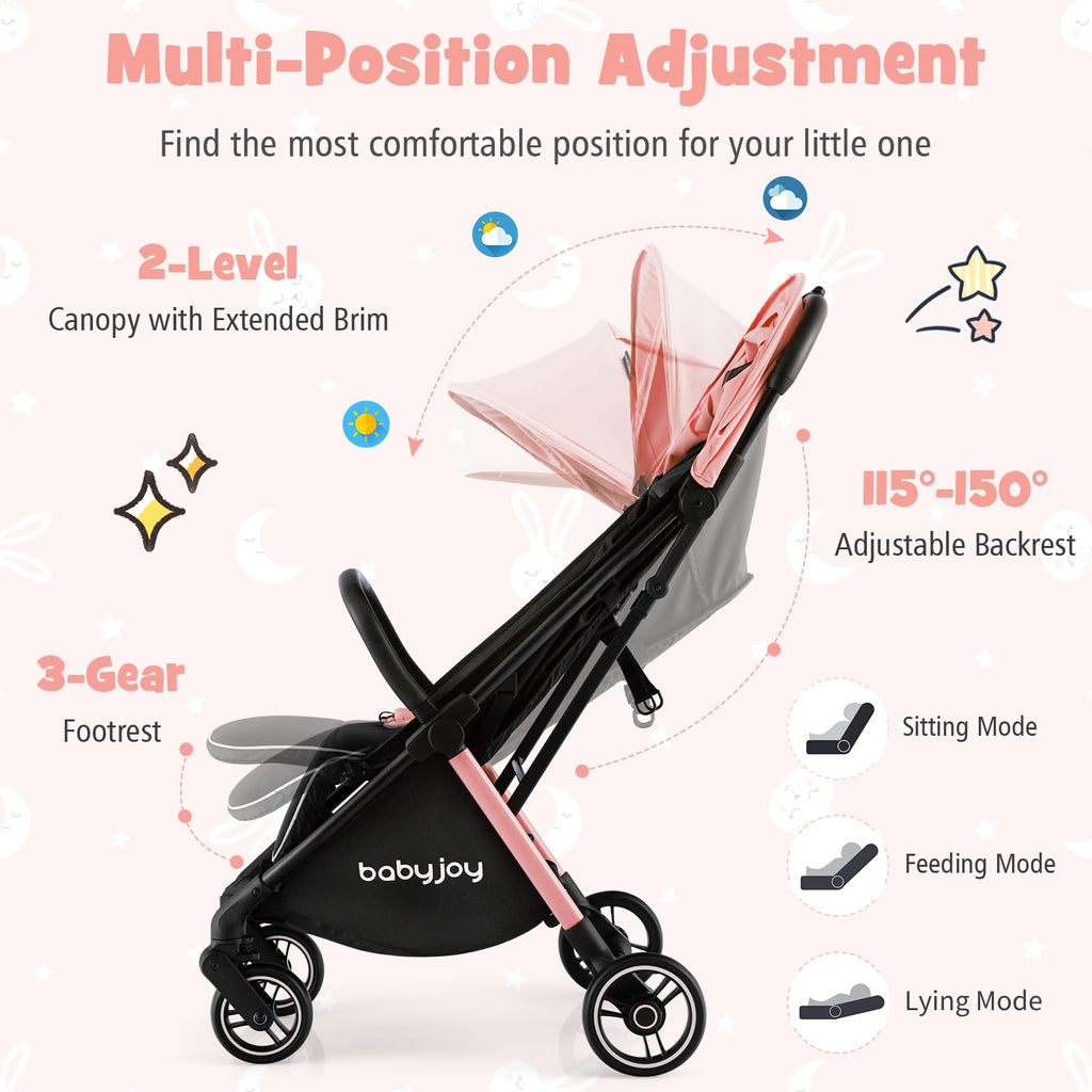 Lightweight Compact Baby Stroller with Canopy and Storage Basket N747529