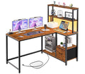 46 Inch Reversible Computer Desk with LED Light & Power Outlet Q4873