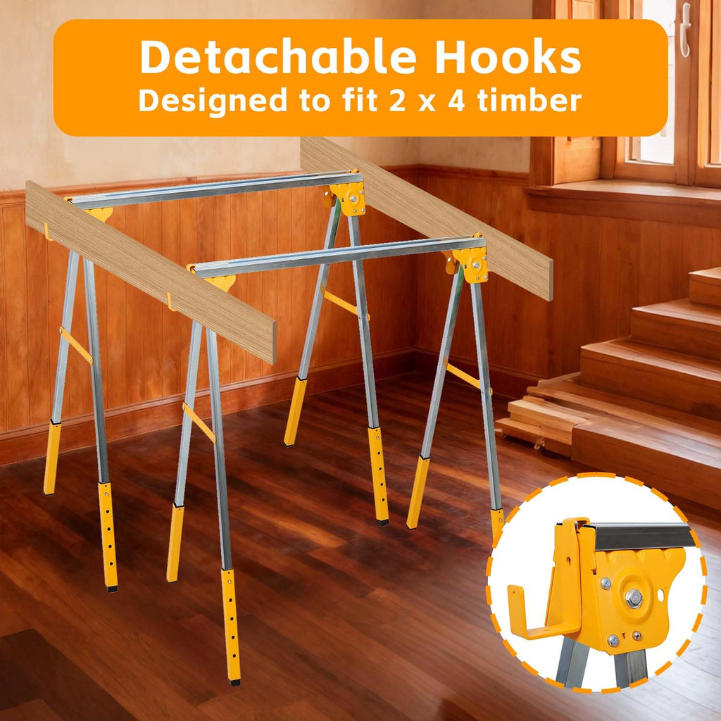 Adjustable Folding Steel Sawhorse 2 Pack T5981